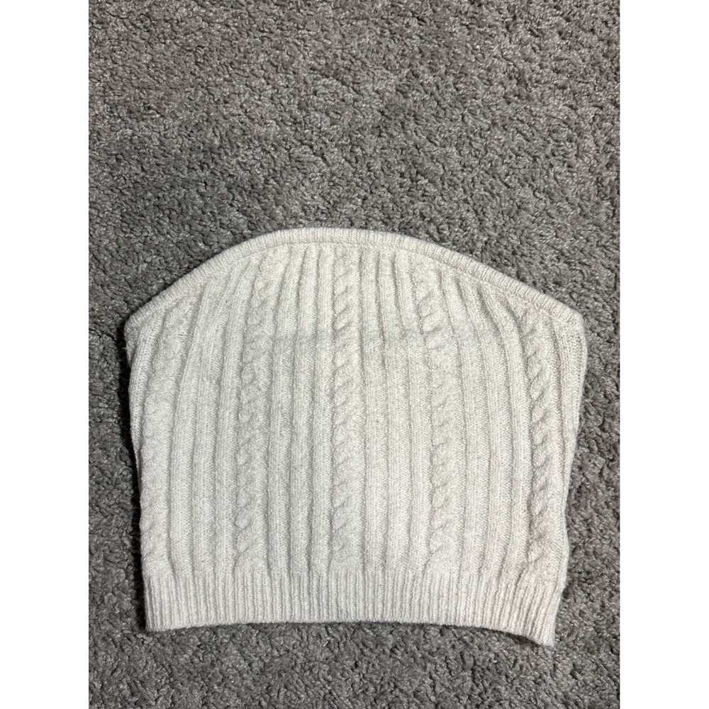 LA Hearts Womens Cream Cable Knit Tube Top Strapless XS